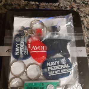 Vintage lot of keychain rings, a variety of six unique collectible designs rare